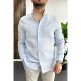 Edwox Erkek Müslin Kumaş Pamuklu Gömlek Açık Mavi Edw488