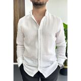 Edwox Erkek Müslin Kumaş Pamuklu Gömlek Beyaz Edw488