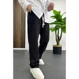 Edwox Erkek Pamuklu Keten Görünümlü Pantolon Siyah Edw443