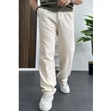 Edwox Erkek Rahat Kalıp Keten Pantolon Krem Edw266