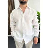Edwox Erkek Rahat Kesim Nakış Detaylı Gömlek Beyaz EDW495 - XL