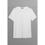 Edwox Erkek Slim Fit Dar Kalıp Düz Ince Bisiklet Yaka Tişört Bsct1 - Beyaz