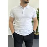Edwox Erkek Slim Fit Düz Renk Pamuklu Soft Polo Tişört Beyaz Edw365