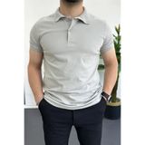 Edwox Erkek Slim Fit Düz Renk Pamuklu Soft Polo Tişört Gri Edw365