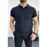 Edwox Erkek Slim Fit Düz Renk Pamuklu Soft Polo Tişört Lacivert Edw365