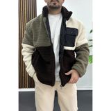 Edwox Erkek Tam Oversize Geniş Kalıp Peluş Mont EDW446 - Renkli - XL