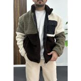 Edwox Erkek Tam Oversize Geniş Kalıp Peluş Mont Edw446