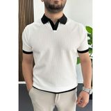 Edwox Erkek Yaka Renkli Tişört Beyaz EDW496 - S
