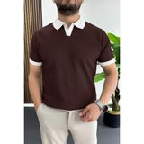 Edwox Erkek Yaka Renkli Tişört Bordo EDW496 - S