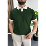 Edwox Erkek Yaka Renkli Tişört Yeşil EDW496