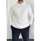 Edwox Erkek Yarım Fermuarlı Polo Yaka Mevsimlik Kazak Beyaz Edw195 Beyaz