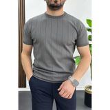 Edwox Füme EDW456 Erkek Açık Yaka Desenli Tişört