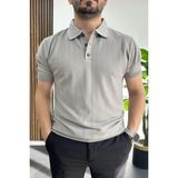 Edwox Gri EDW460 Erkek Desenli Polo Yaka Tişört