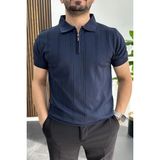 Edwox Lacivert EDW457 Erkek Desenli Polo Yaka Tişört