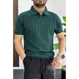Edwox Yeşil EDW453 Erkek Açık Yaka Desenli Tişört