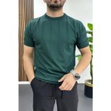 Edwox Yeşil EDW454 Erkek Bisiklet Yaka Desenli Tişört