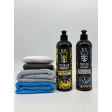 E&e Custom Car Çizik ve Hologram Pasta Wax 400 ml ve Boya Koruyucu Teflon Wax 400 ml (2 Adet Mikrofiber Bez ve 2 Adet Ped Ile)
