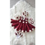 E&E Design Kız Bebek Lazer Çiçekli Özel Gün Elbisesi Abiye BORDO BEYAZ 36 Ay