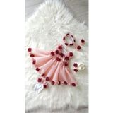 E&E Design Kız Bebek Lazer Çiçekli Özel Gün Elbisesi Abiye KREM BORDO 3 Ay