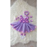 E&E Design Kız Bebek Lazer Çiçekli Özel Gün Elbisesi Abiye LİLA PEMBE 9 Ay