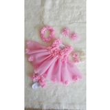 E&E Design Kız Bebek Lazer Çiçekli Özel Gün Elbisesi Abiye PEMBE 6 Ay