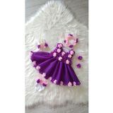E&E Design Kız Bebek Lazer Çiçekli Özel Gün Elbisesi Abiye PEMBE MOR 9 Ay