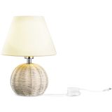 EE Eleven Master Başucu Lambası Doğal Stil Rattan Masa Lambası Yatak Odası için Beyaz Keten Gölgeli Çocuk Odası, Yurt Odası, Oturma Odası, Sehpa, Kitaplık