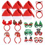EEOCWF 18 Adet Noel Gözlük Çerçevesi Noel Saç Bantları Noel Şapka Seti, Saç Halka Gözlük Gözlük Noel Dekorasyonu, Noel Baba Şapkası Noel Fotoğraf Sahne Noel Partisi Malzemeleri Tatil Şekeri
