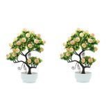 EESLL 2 Adet Yapay Saksı Meyve Ağacı Bonsai, Yapay Saksı Şeftali Ağacı Bitkileri, Mini Saksı Bitkileri, Dekoratif Sahte Bitki, Fotoğraf Sahne, Ev Ofis Masası için Masaüstü Dekoru