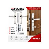 EFAKS PRİZMA AYNALI ODA KAPI KOLU ve SESSİZ GÖMME KİLİT MAT NİKEL 1 KAPILIK TAKIM