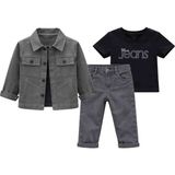 Efbey Kids Erkek Çocuk 3’lü Takım (Ceket + Tişört + Pantolon) - 3 Yaş - 050Füme