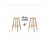 Efe Ahşap Sanatı 60 Cm ( 2 Adet) Ham Ahşap Kare Bar Tabure Sandalye