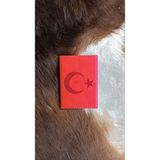 Efe Deri Dikişli Bayrak Baskı Araç Ruhsat Kılıfı Kabı Ruhsatlık Ruhsat Koruyucu - Kırmızı
