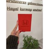 Efe Deri Honda Deri Dikişli Araç Ruhsat Kılıfı Kabı Ruhsatlık Ruhsat Koruyucu - Kırmızı