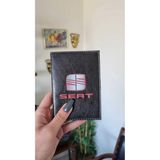 Efe Deri Seat Dikişli Oto Ruhsat Kılıfı Kabı Araç Ruhsat Koruyucu Ruhsatlık - Siyah - Kırmızı