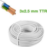 Efe Elektrik Ttr 3x2,5mm Çok Telli 100% Bakır Kablo (Metre Seçiniz) - 50 METRE - Siyah - Beyaz