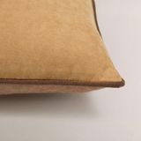 Efe Iki Renkli Biye Detaylı Kırlent Kılıfı - 50 x 50 cm - Açık Kahve