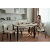 Efe Mobilya T-6006 Traverten Mdf 70X120 Polo Krem Sandalye 4 Kişilik Mutfak Masa Takımı