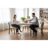 Efe Mobilya T-6014 Traverten Mdf 70X120 Teddy Sandalye Krem 4 Kişilik Mutfak Masası Takımı