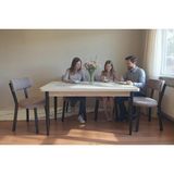 Efe Mobilya T-6016 Traverten Mdf 70X120 Teddy Sandalye Kahve 4 Kişilik Mutfak Masası Takımı