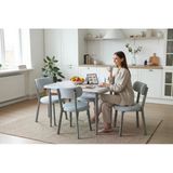 Efe Mobilya T-6017 Carara Mdf 70X120 Teddy Açık Gri Sandalye 4 Kişilik Mutfak Masa Takımı