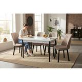 Efe Mobilya T-6029 Carara Mdf 70X120 Karegold Cappucino Sandalye 4 Kişilik Mutfak Masa Takımı