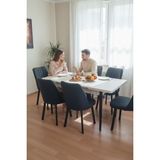 Efe Mobilya T-6030 Suntalam Kelebek 80X130 Karegold Sandalye Antrasit 6 Kişilik Mutfak Masası Takımı