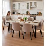 Efe Mobilya T-6032 Suntalam Kelebek 80X130 Karegold Sandalye Cappuccino 6 Kişilik Mutfak Masası Takımı