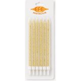 Efe Pastacılık Beyaz Gold Simli Uzun Pasta Mumu 17 cm - 6 Adet