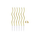 EFE PASTACILIK Gold Zikzak Doğum Günü Pastası Mumu 6’lı Paket – Dekoratif Pasta ve Parti Süsleme Mumu 15 Cm