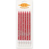 Efe Pastacılık Kırmızı Gümüş Simli Uzun Pasta Mumu 17 cm - 6 Adet