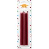 Efe Pastacılık Kırmızı Metalik Uzun Pasta Mumu 20 cm - Çok Renkli - 6 Adet