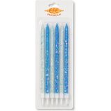Efe Pastacılık Mavi Beyaz Uzun Pul Simli Pasta Mumu 17 cm - 6 Adet