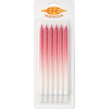 Efe Pastacılık Metalik Beyaz Bordo Uzun Pasta Mumu 17 cm - 6 Adet